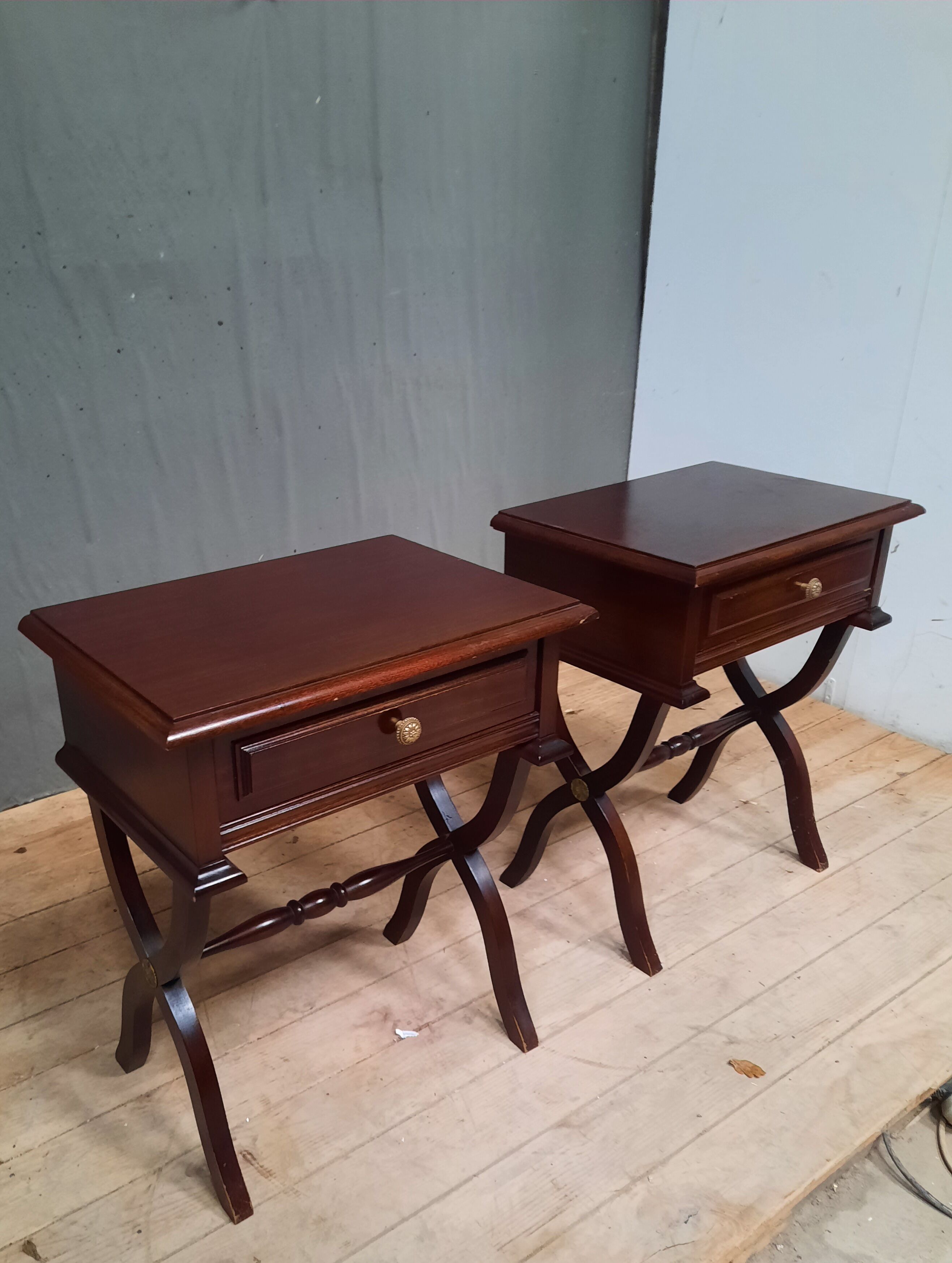 Pair of mahogany bedsides base X