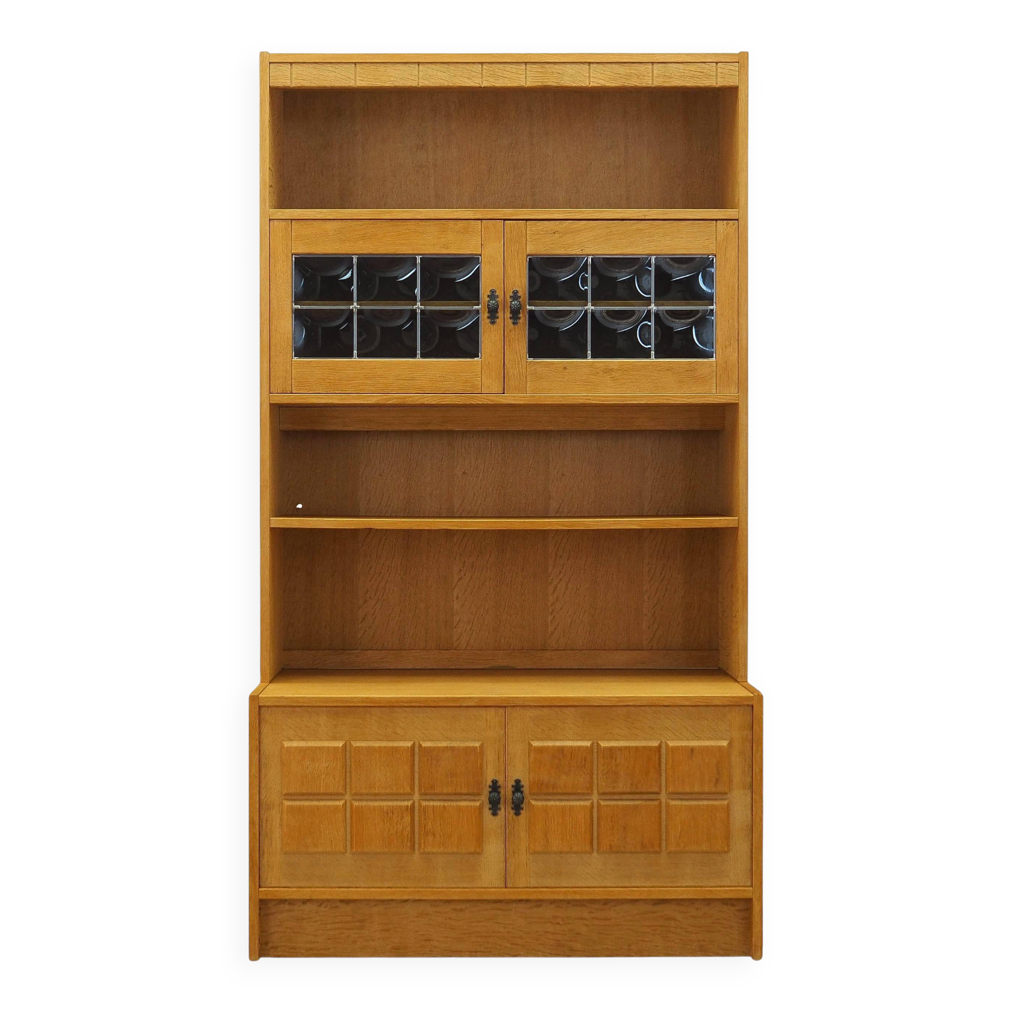 Henning Kjærnulf Oak Bookcase with Glass Doors, Danish 1960s