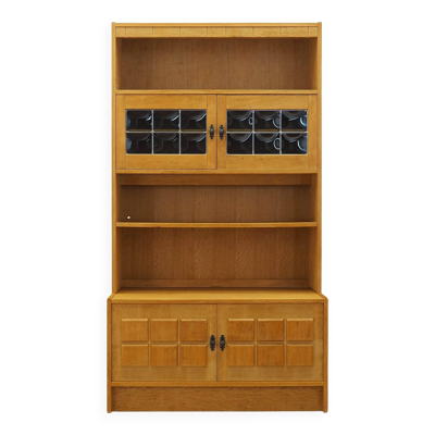 Bibliothèque en chêne Henning Kjærnulf avec portes en verre, danoise des années 1960.