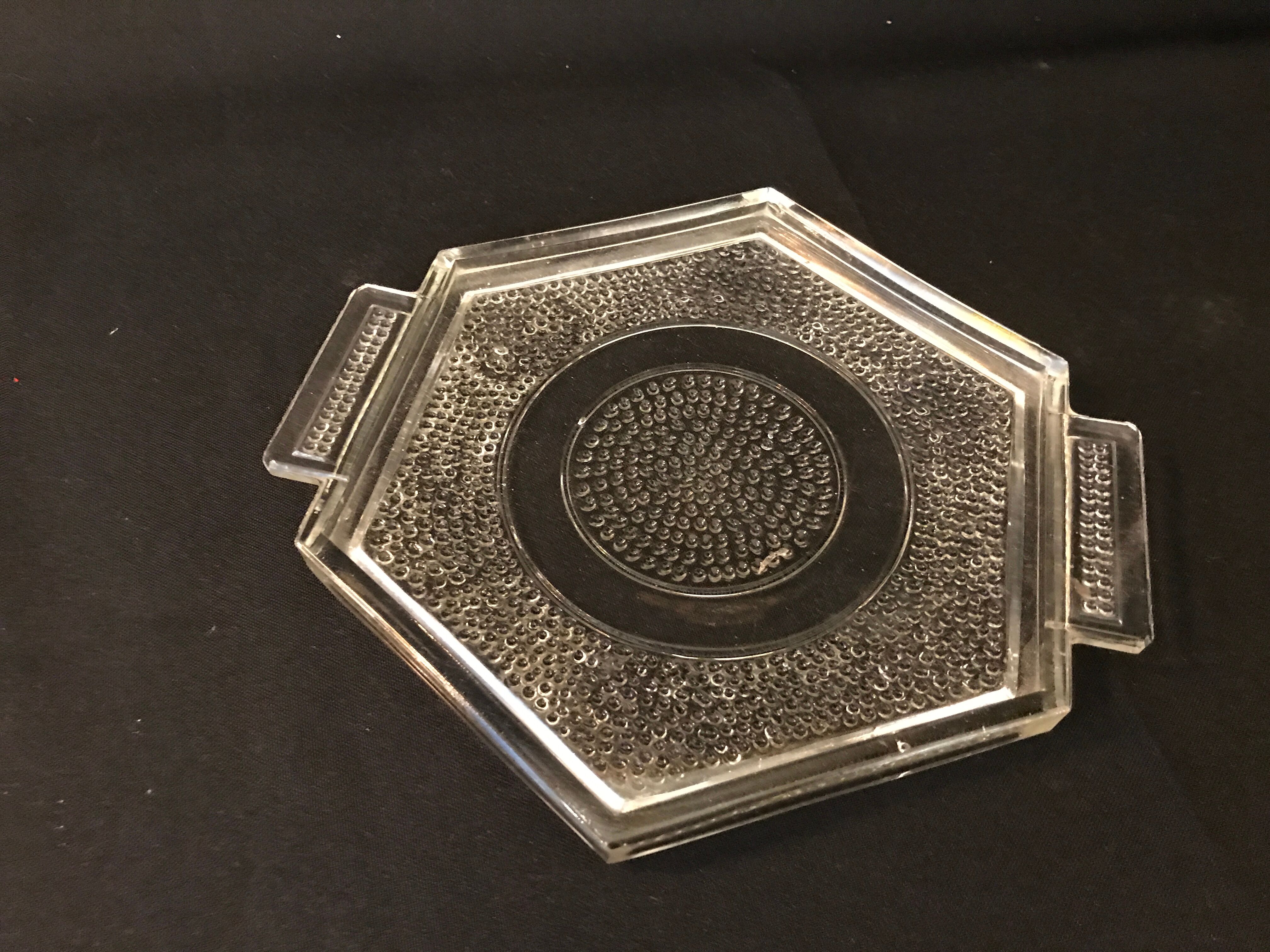 Hexagonal art deco glass top underplate