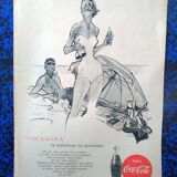 A Coca-Cola paper advertisement beach illustration from a period magazine