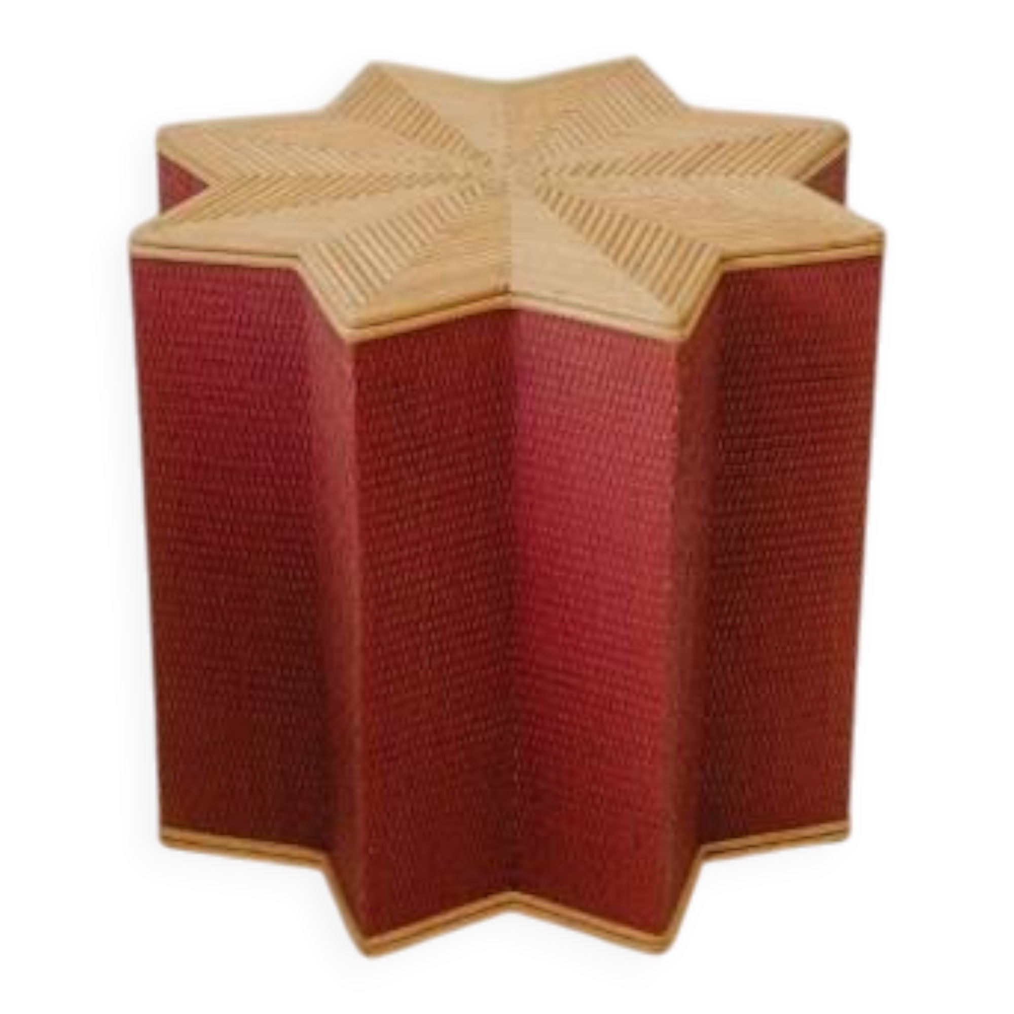 Small star-shaped side table in pink rattan