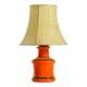 Beautiful 1960s orange ceramic table lamp with Cocoon shade | Made in Italy