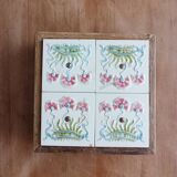 Antique earthenware and wood trivet