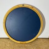 Miroir rond vintage en rotin du danemark | miroir boho scandinave