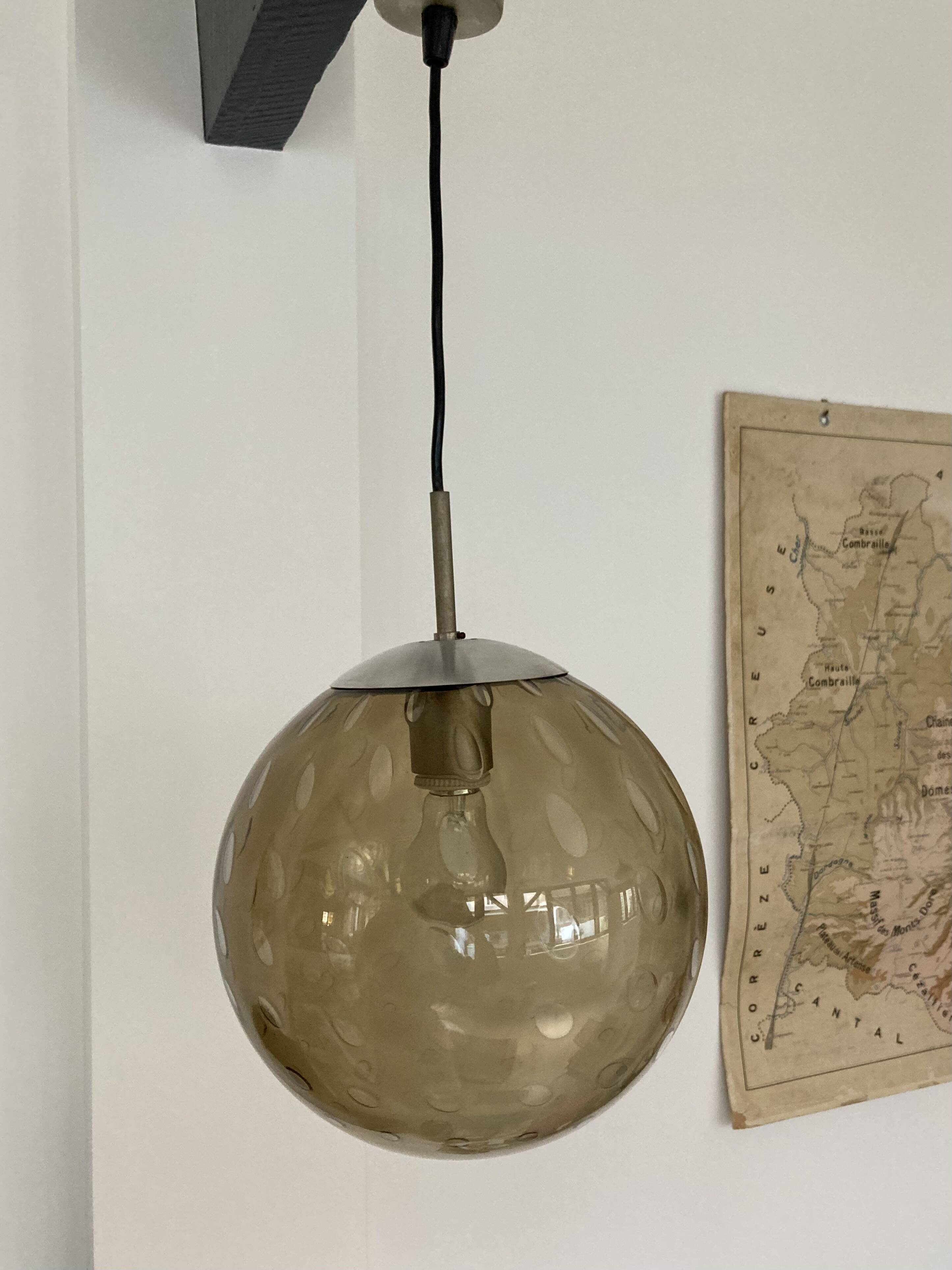 RAAK 1960s amber bubble glass globe pendant light