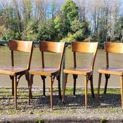 Series of 6 vintage old restaurant bistro chairs - 1950s