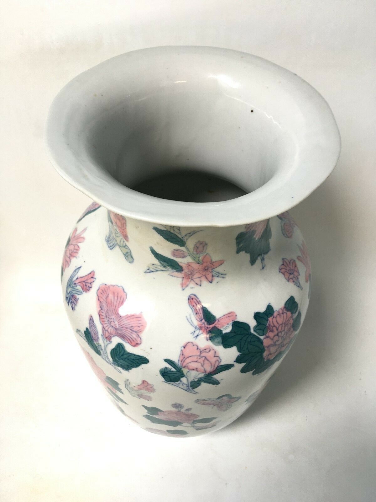 Vase Chine decor floral butterfly pink chinese antique pot