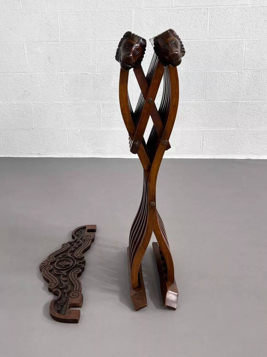 Vintage folding chair in carved wood