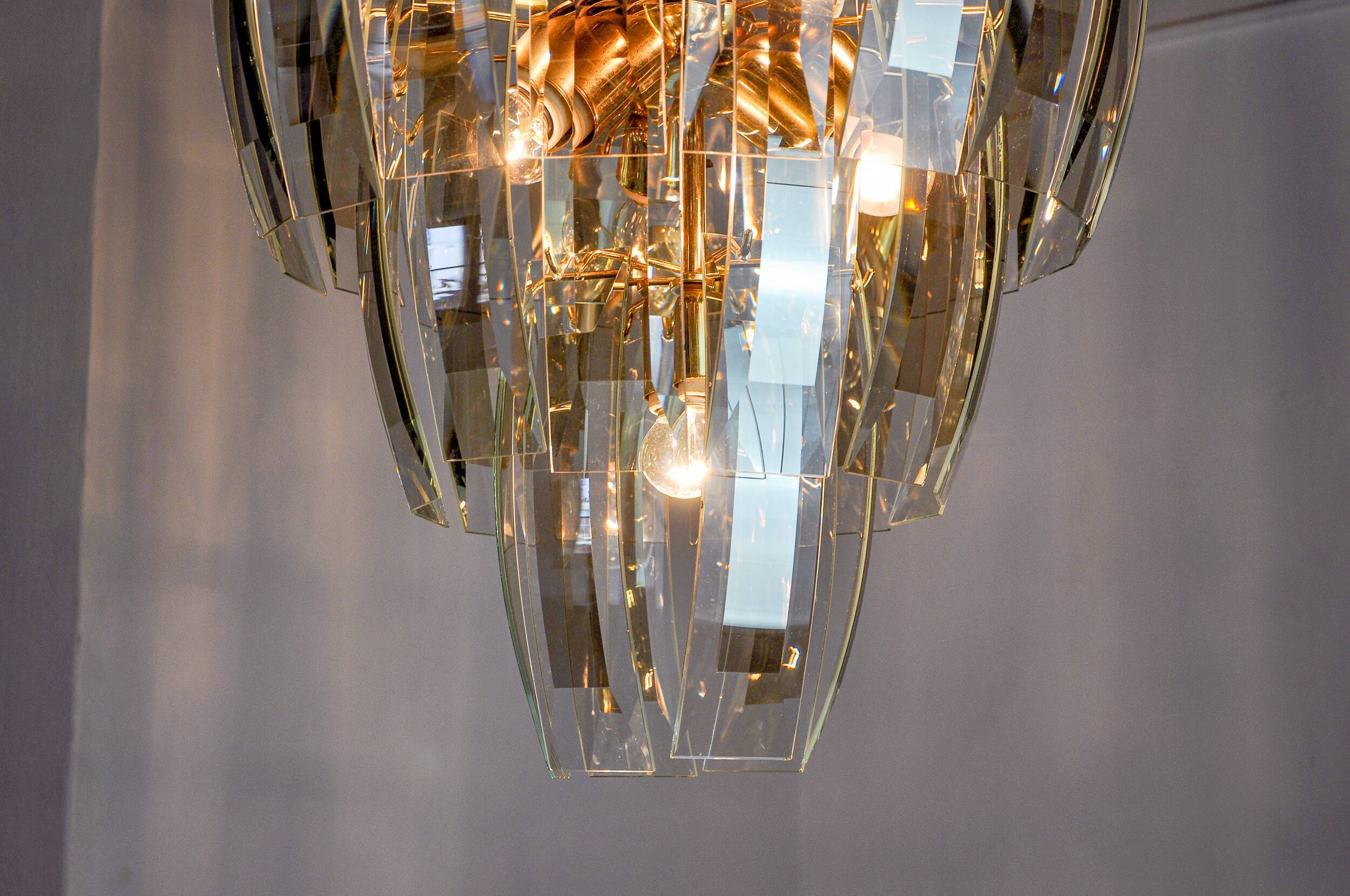 Black Veca chandelier 3 levels, Murano glass, Italy, 1970