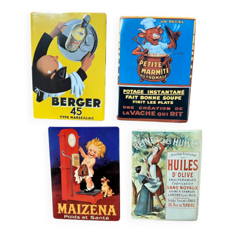 Lot of 4 metal plates reissue of advertisements