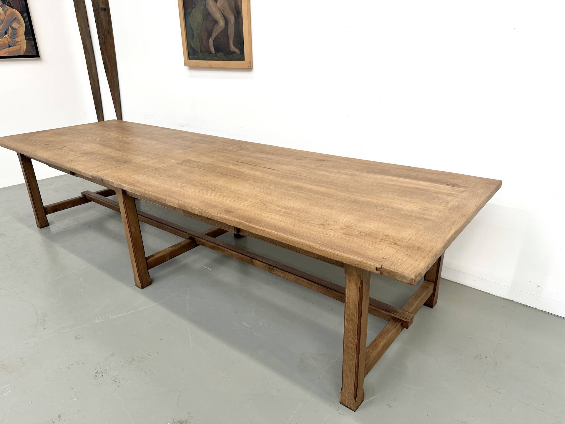 XXL farmhouse table in solid oak 350 cm - Reconstruction Style - 1950s