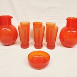 Schneider Orangeade / Lemonade Service, Le Verre Français. 2 Pitchers and 6 Glasses