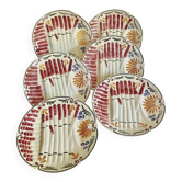 Service 6 anciennes assiettes à asperges barbotine Onnaing