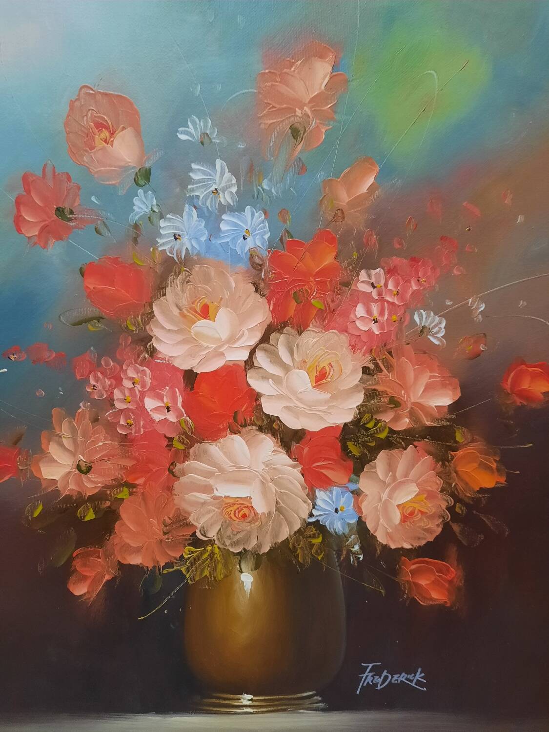 Painting flowers in a vase