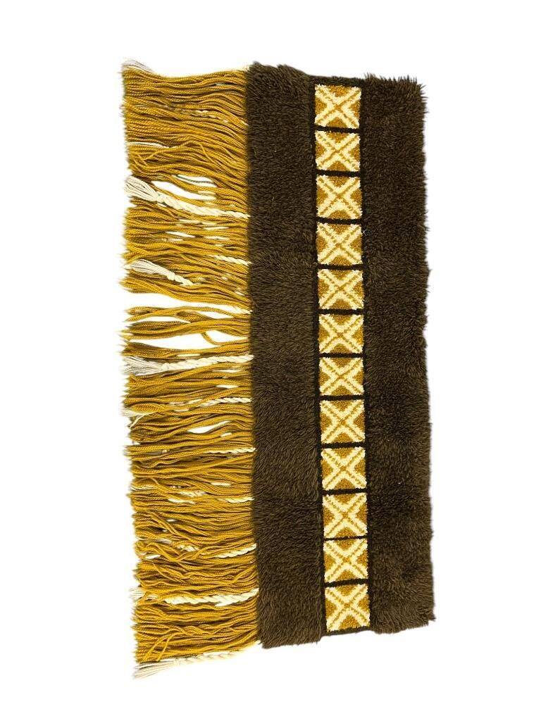 Vintage rug ochre yellow - brown / floor rug / wall tapestry