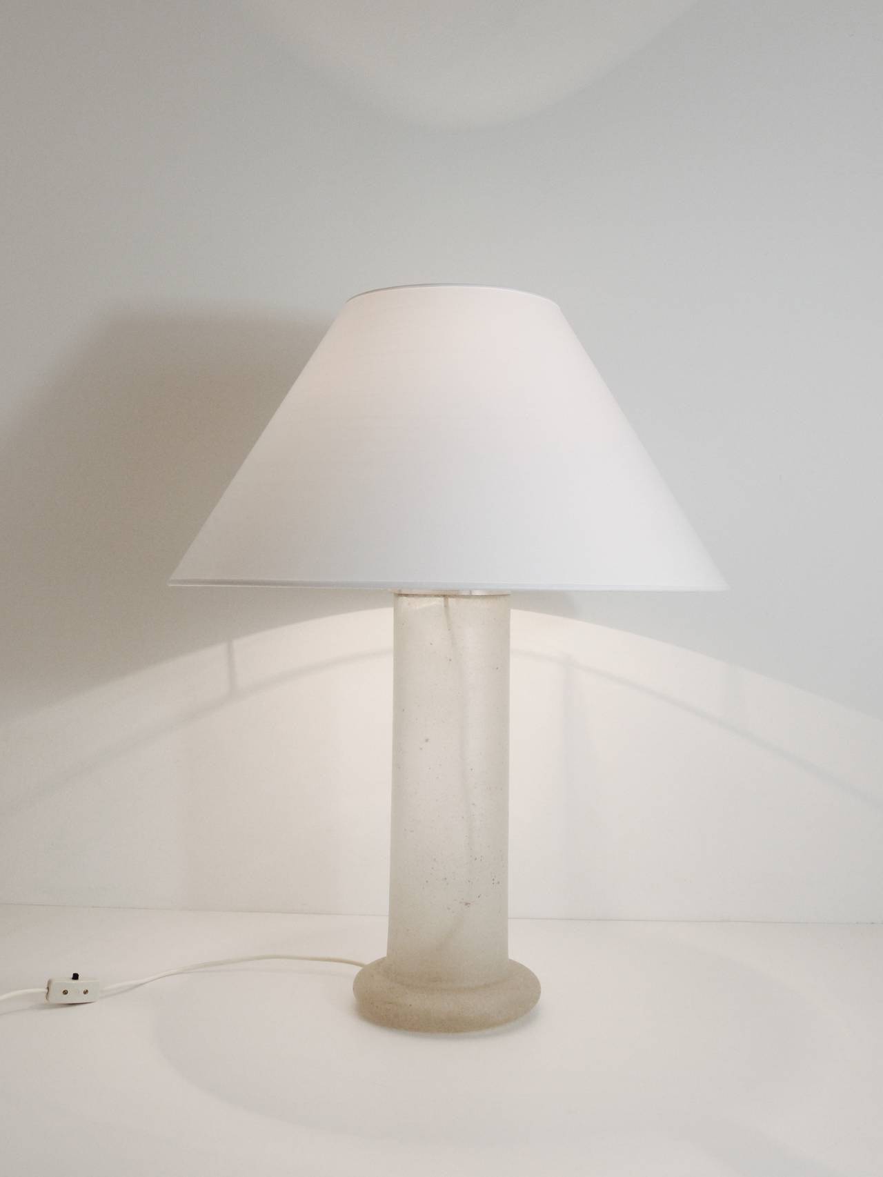 Table lamp signed by Karl Springer with a frosted glass base, 1970s.