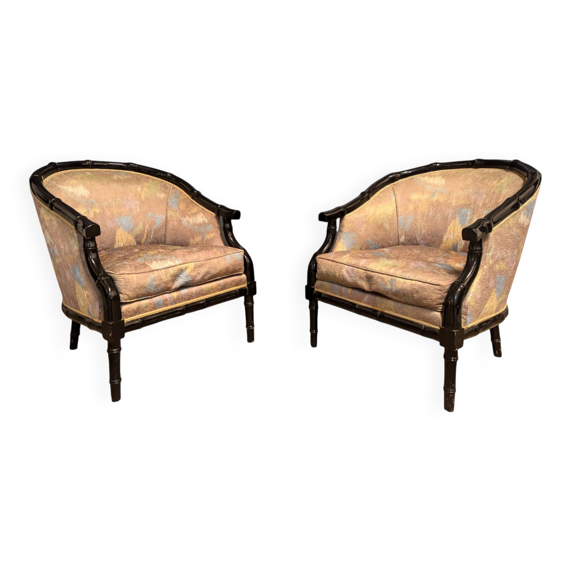 Pair of 80s bamboo-style armchairs