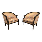 Paire de fauteuils en bois imitant le bambou, années 80