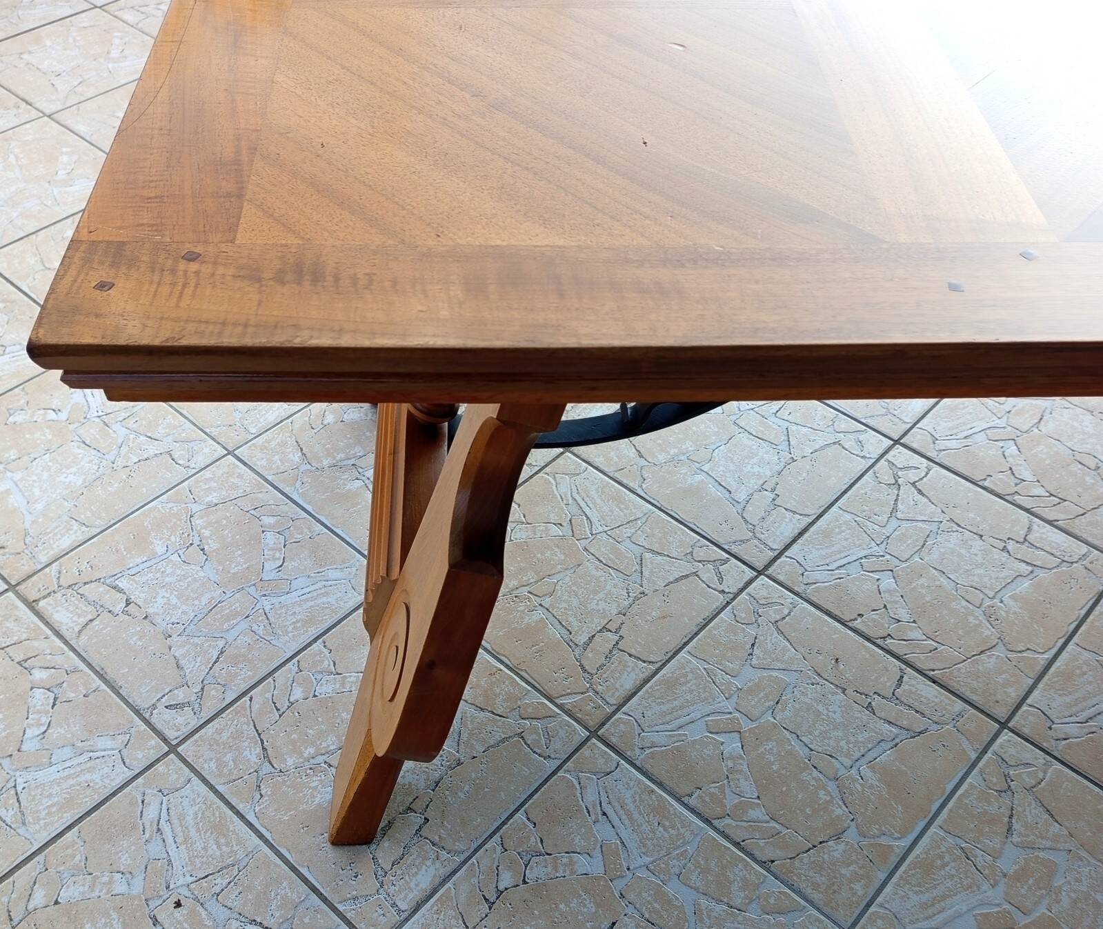 Large vintage table in solid walnut