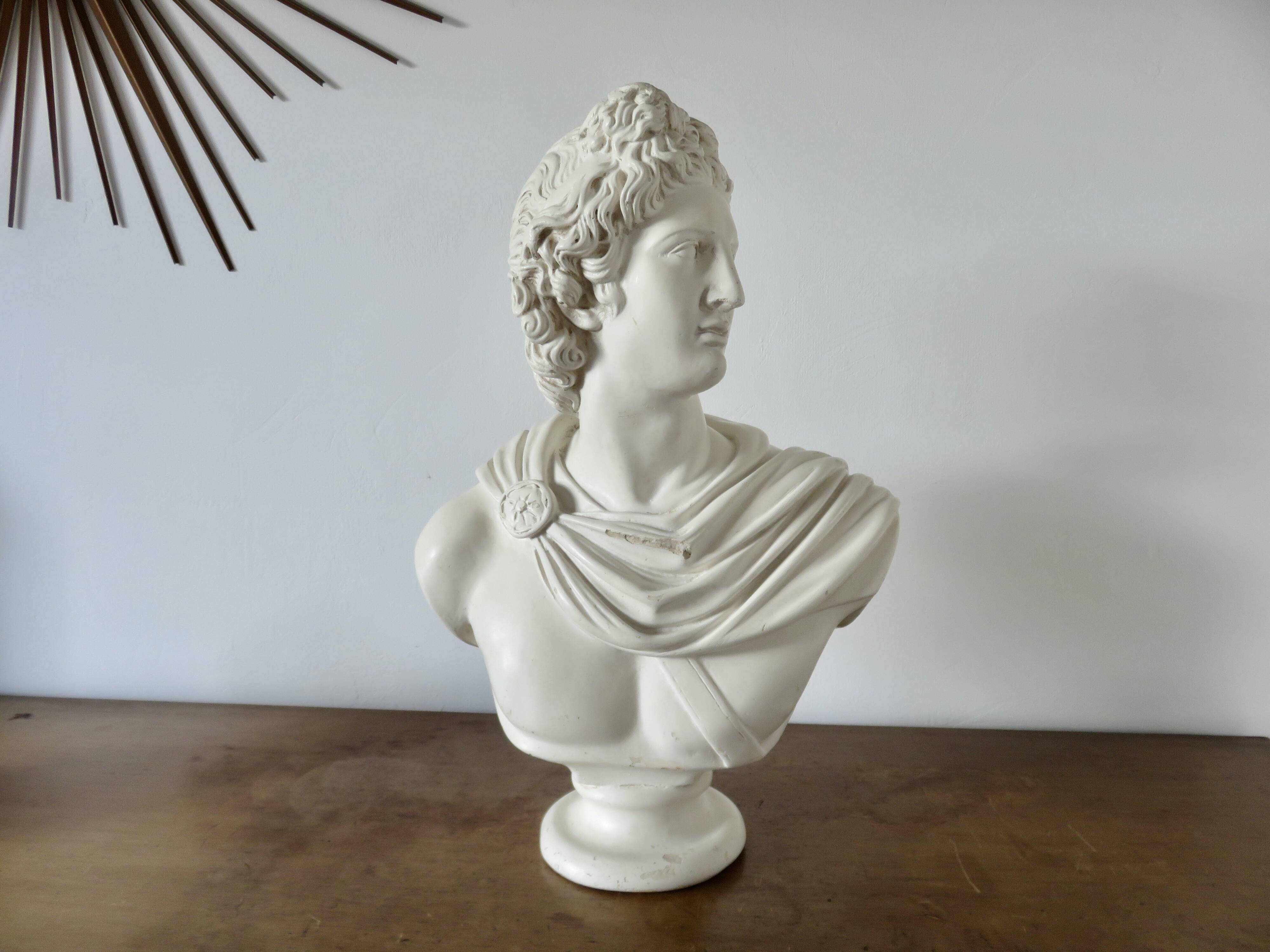 Plaster bust "apollo" 52cm. early 20th century