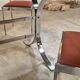 Dining room table + 4 stainless steel and smoked glass chairs 1970