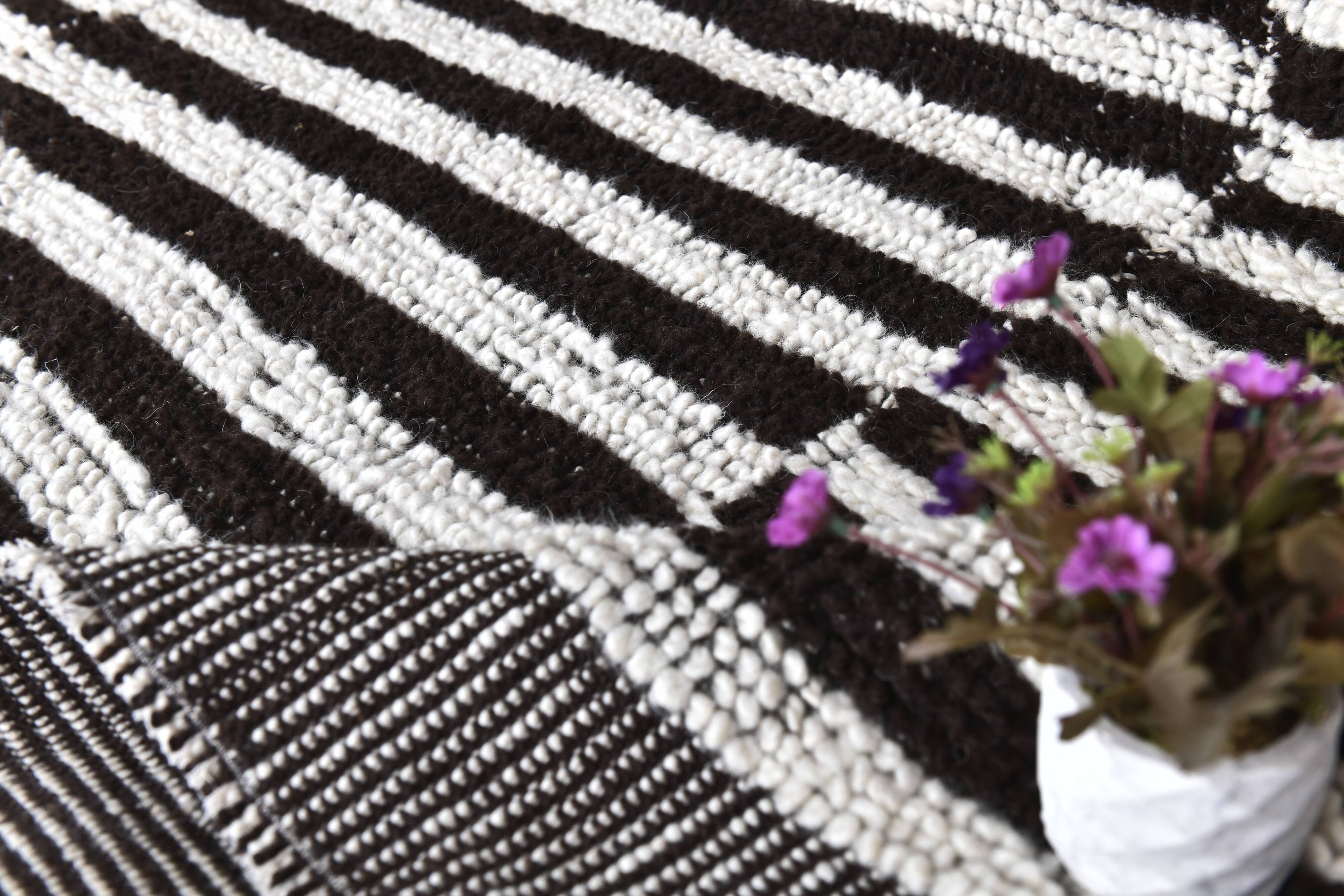 7x10 Chunky Wool Striped Handmade Rug, 206x295Cm