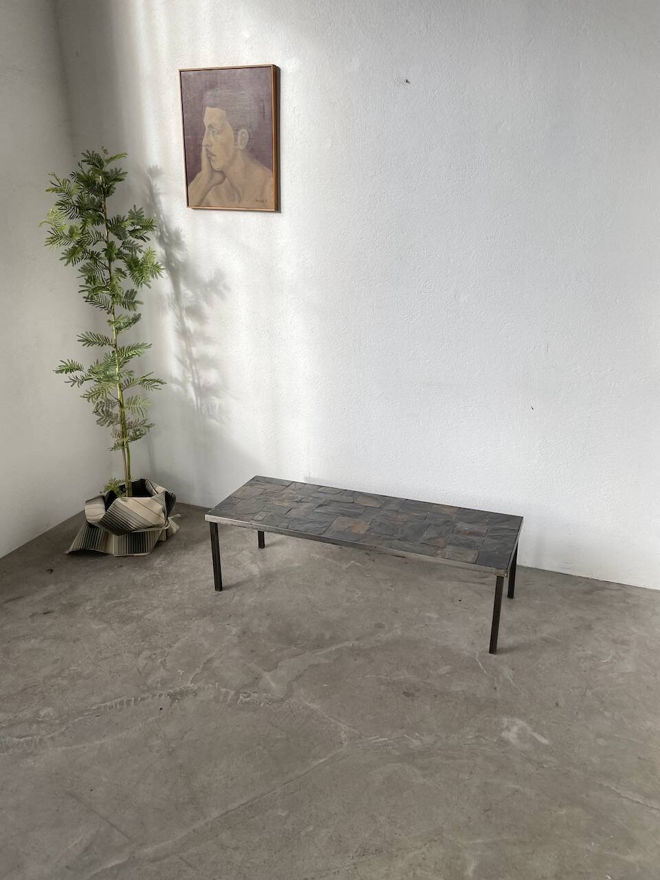 1950s slate coffee table