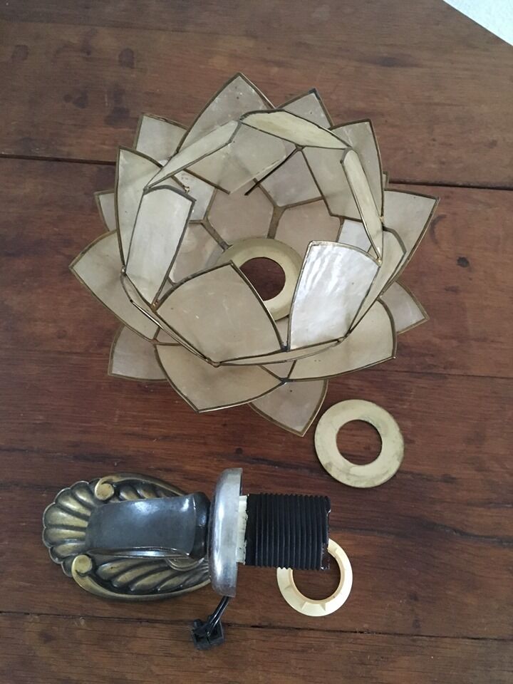 Lotus wall lamp in mother-of-pearl petals