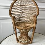 doll's armchair in wicker and rattan, Emmanuelle type, 1960s