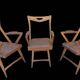 Set of oak and leather armchairs, 50s design, original