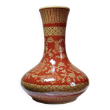 20th century Chinese vase, hand-painted ceramic in an unusual red hue.