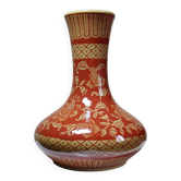 20th century Chinese vase, hand-painted ceramic in an unusual red hue.