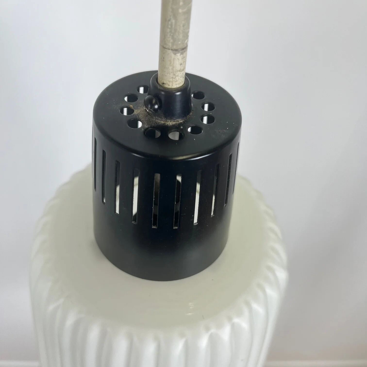 Vintage MCM glass pendant with metal rod