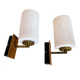 Pair of vintage teak and brass wall lights