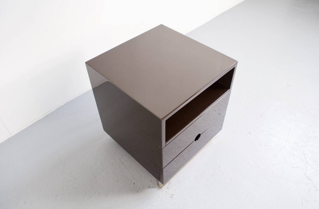 Mb16 brown lacquered chest by luigi caccia dominioni 70's azucena editor