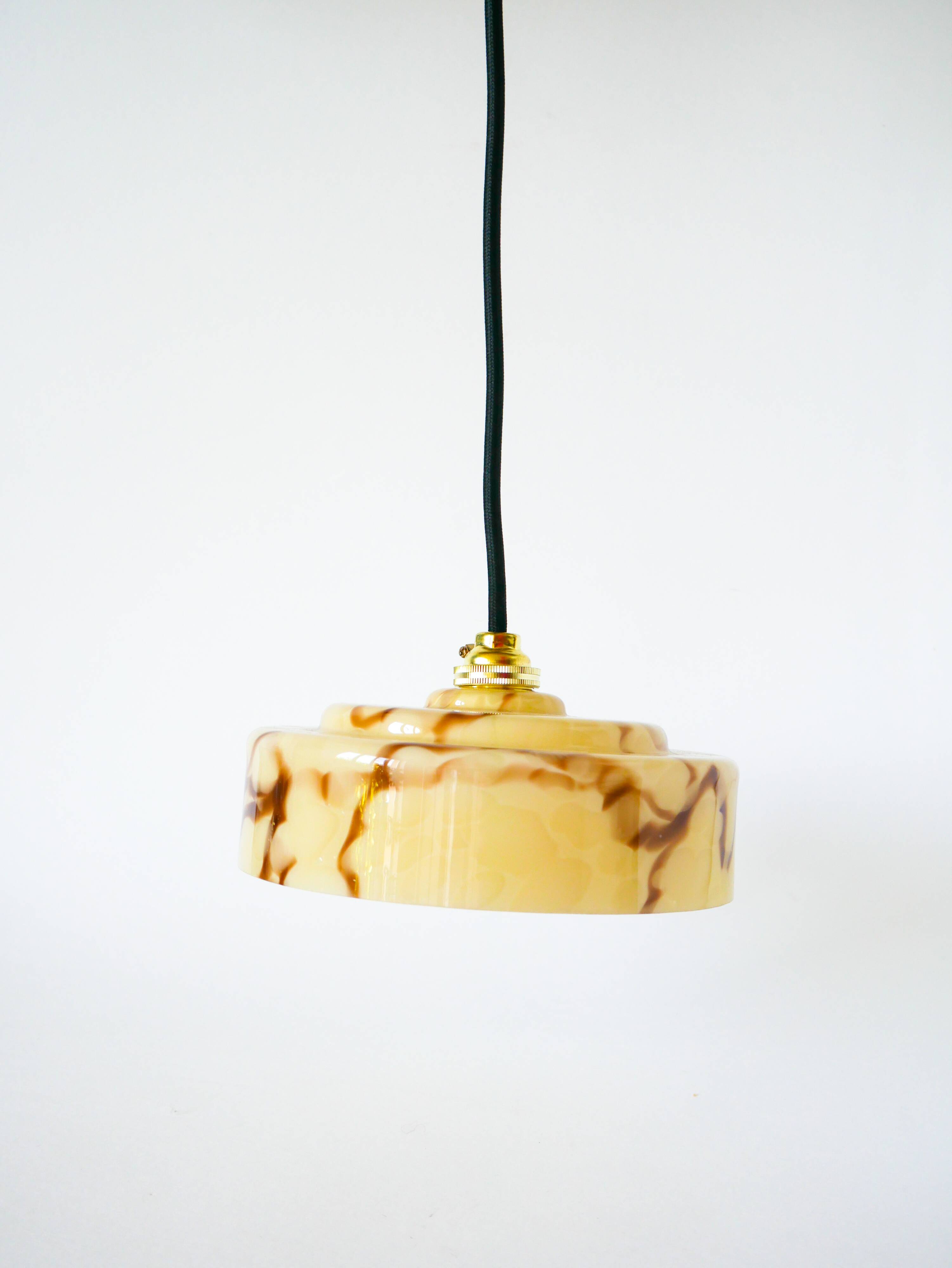Clichy glass pendant light, Marbled Effect, Leopard, 1940