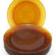7 flat plates in amber yellow glass - Ondine Duralex France - vintage 70s