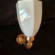 Golden brass wall light with glass tulip - dolphin pattern bathroom lamp
