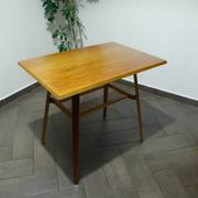 Brussels Style Retro Table with Red Woven Shelf