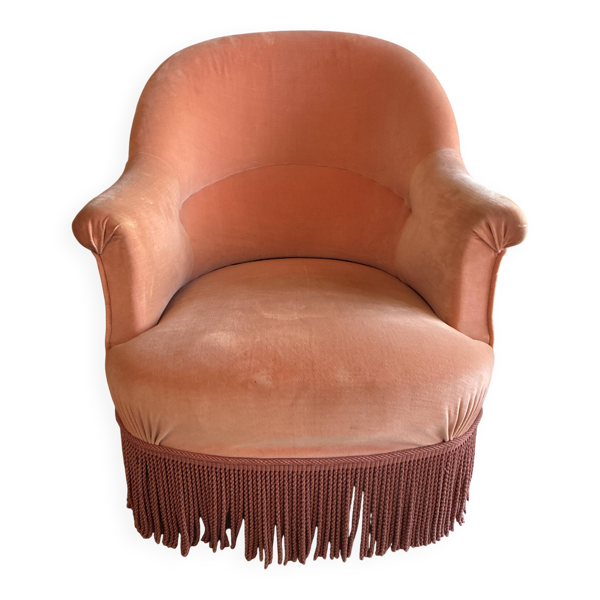 fauteuil vintage à frange rose