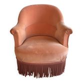 fauteuil vintage à frange rose