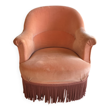 fauteuil vintage à frange rose