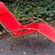 vintage Old red Lafuma deckchair 70s