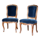 Adorable pair of low chairs from the 19th century. Wood and velvet fabric.