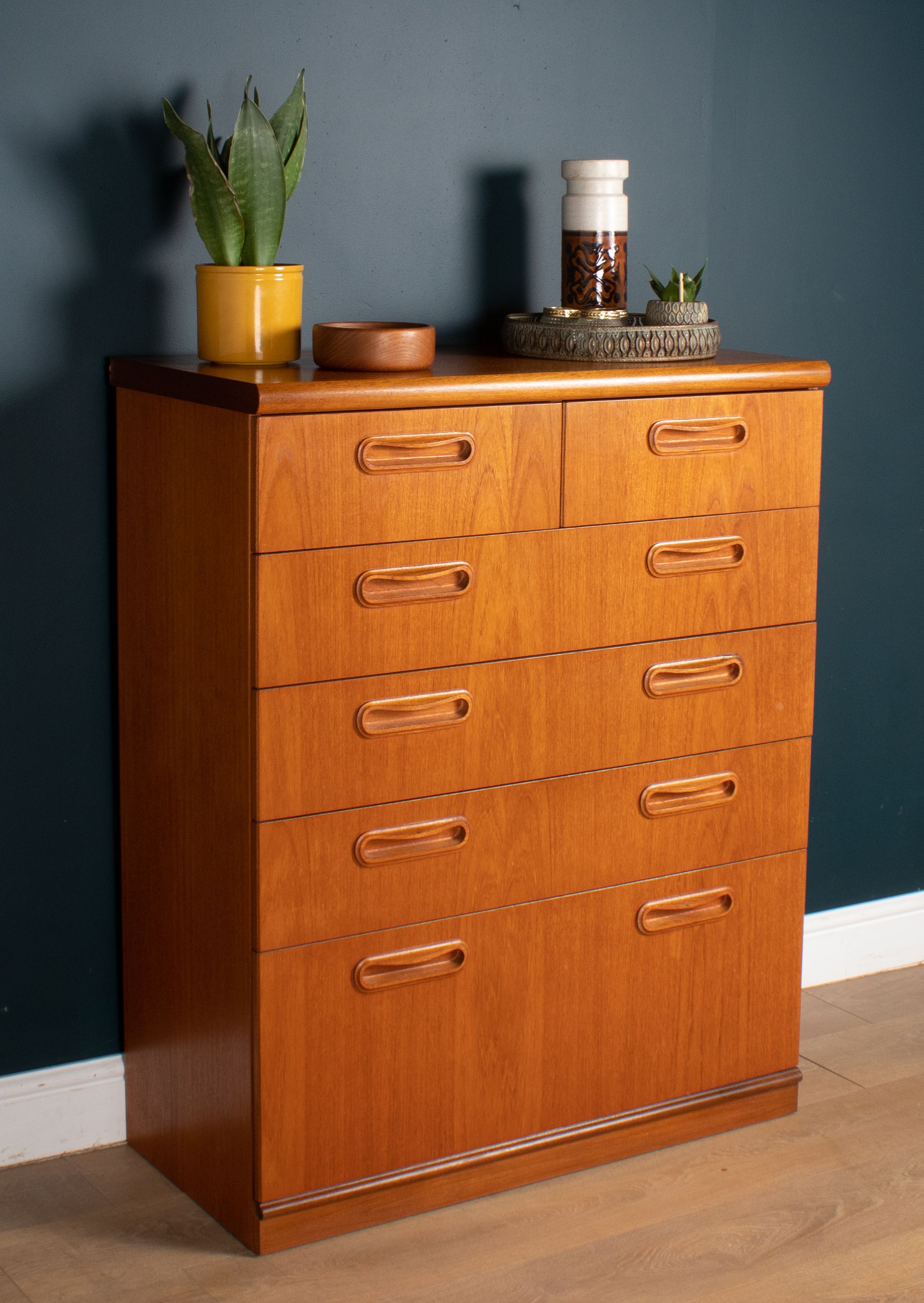 Restored Teak 1960s Retro 2 Over 4 Tall Chest Of Drawers By Meredew