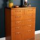 Restored Teak 1960s Retro 2 Over 4 Tall Chest Of Drawers By Meredew