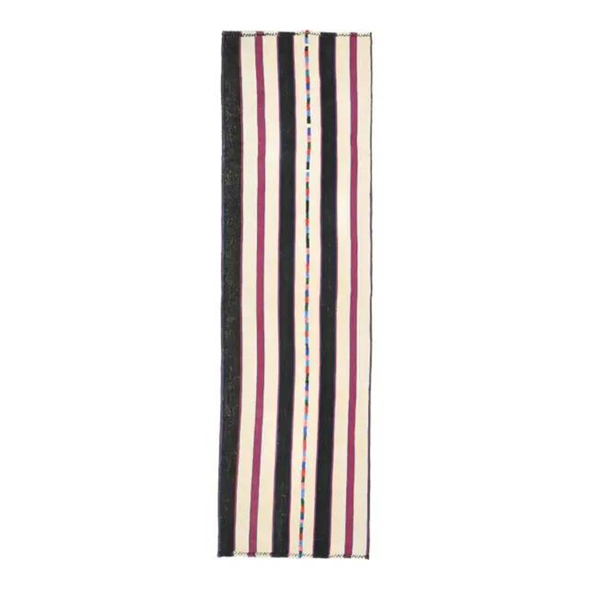 1970s vintage Turkish Oushak handmade wool cotton white runner rug 73x265