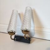 Double wall light in molded glass and brass