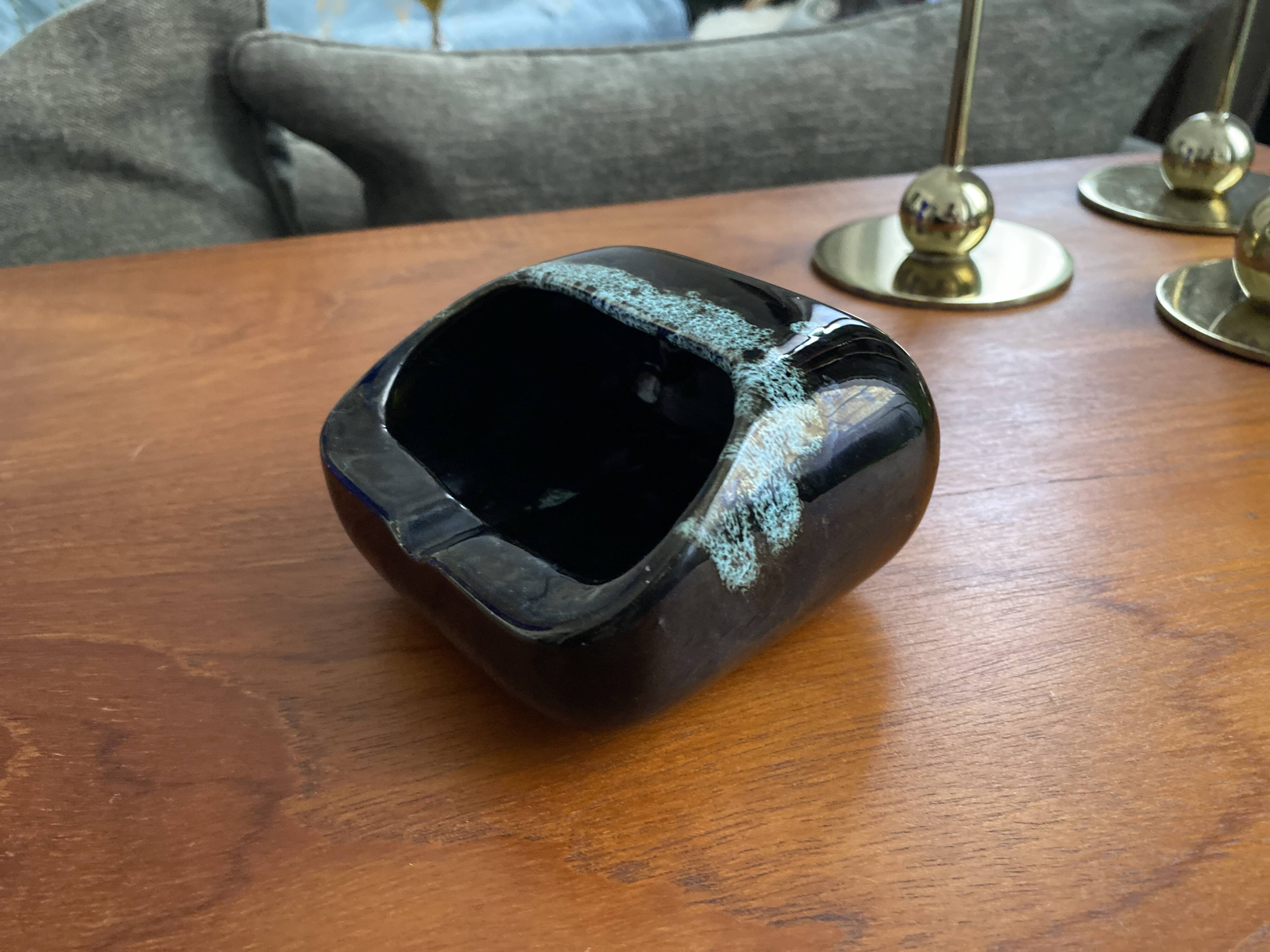Vintage glazed ceramic ashtray